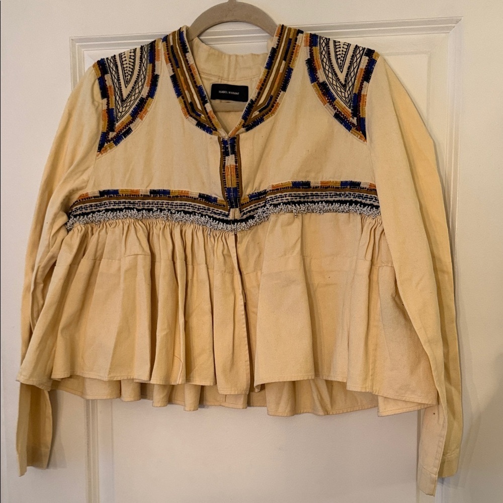 Isabel Marant Sachi Embroidered Yellow Women's Jacket - Picture 4 of 6